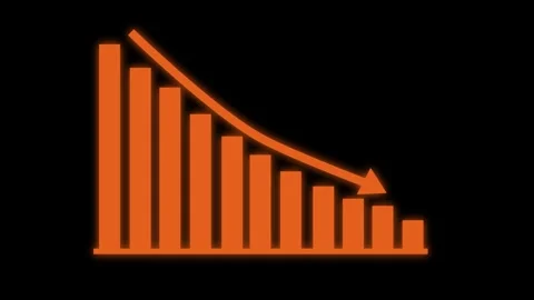 Business Bar Chart with Downward Arrow Symbolizing Decline Animation Stock Footage 309964313