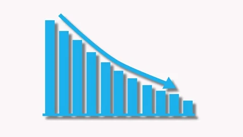 Business Bar Chart with Downward Arrow Symbolizing Decline Animation Stock Footage 309964348