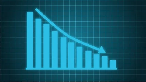 Business Bar Chart with Downward Arrow Symbolizing Decline Animation Stock Footage 309964375