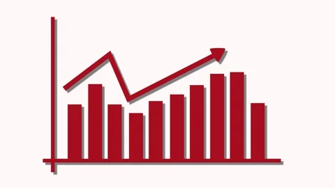 Business bar chart with a rising line arrow showing business growth and inc.. Stock Footage 336876682