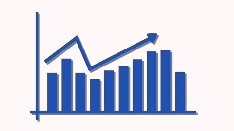 Business bar chart with a rising line arrow showing business growth and inc.. Stock Footage 336876683
