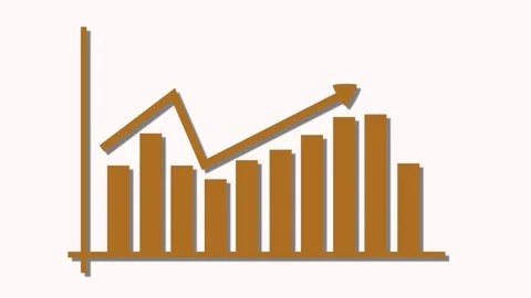 Business bar chart with a rising line arrow showing business growth and inc.. Stock Footage 336876689