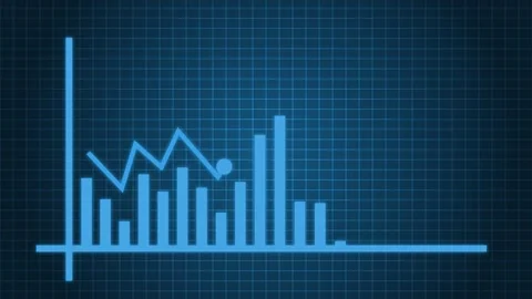 Business Bar Chart with Zigzag Line on Grid Background, Business Graph Anim.. Stock Footage 310199426