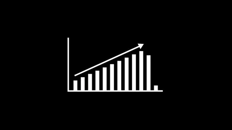 Business Bar Graph and Rising Arrow Animation with Glow on Transparent Back.. Stock Footage 303069264