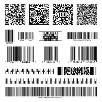 Business barcodes and QR codes vector set Illustrazione stock