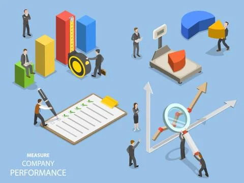 Business benchmarking flat isometric vector. Stock Illustration