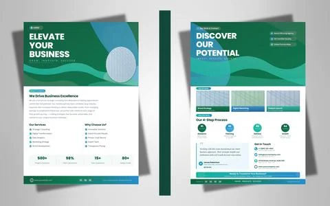 Business Bifold Brochure Set Vector Two Panel Design Stock Illustration