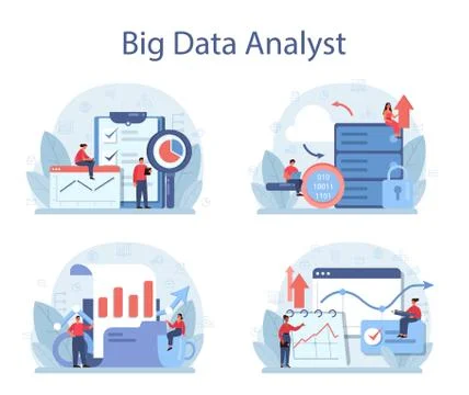 Business big data analysis and analytics concept set. Chart and graph 스톡 일러스트
