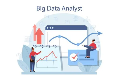 Business big data analysis and analytics concept. Chart and graph 스톡 일러스트