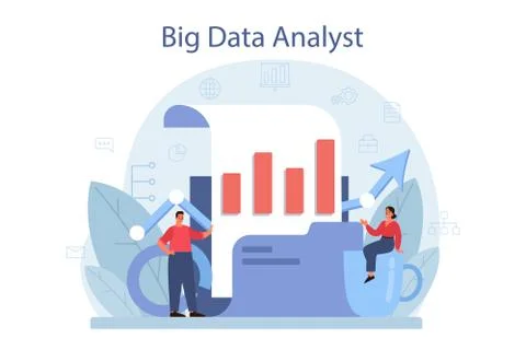 Business big data analysis and analytics concept. Chart and graph Stock Illustration