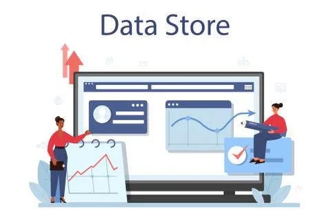 Business big data analysis online service or platform. Chart and graph Illustrazione stock