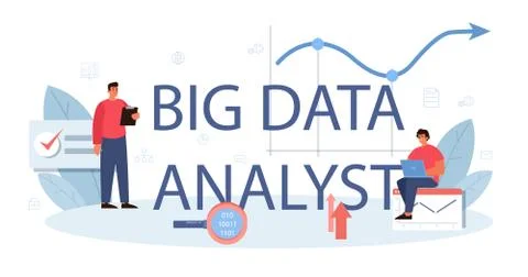 Business big data analyst typographic header. Chart and graph, diagram Stock Illustration