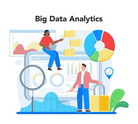 Business big data analytics concept. Chart and graph Stock Illustration