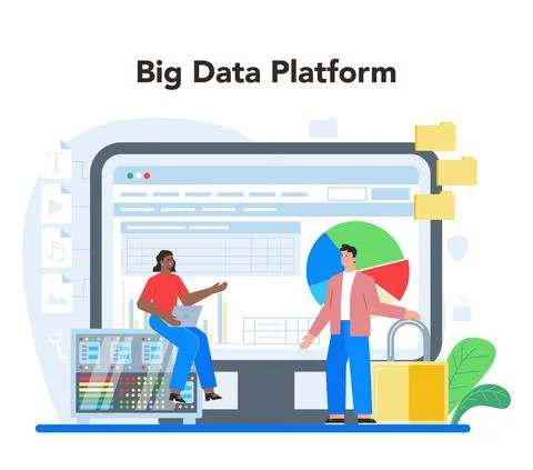 Business big data analytics online service or platform. Chart and graph Stockillustratie