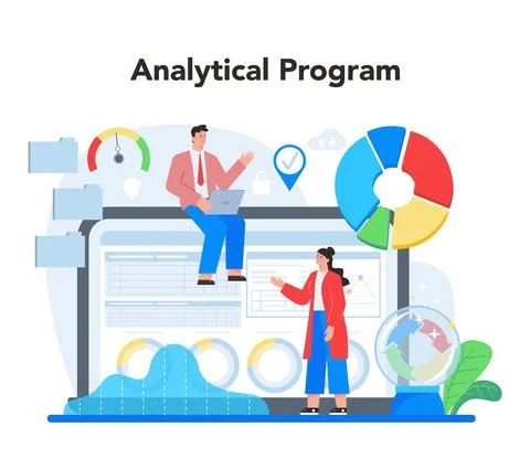 Business big data analytics online service or platform. Chart and graph Stock Illustration