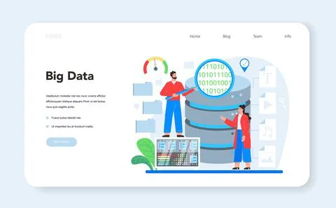 Business big data analytics web banner or landing page. Chart and graph Stock Illustration