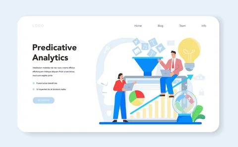 Business big data analytics web banner or landing page. Chart and graph Stock Illustration