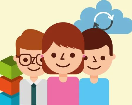 Business blockchain people cloud computing 스톡 일러스트