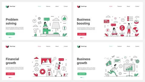 Business boosting problem solving, financial growth and sales, tiny people earn 스톡 일러스트