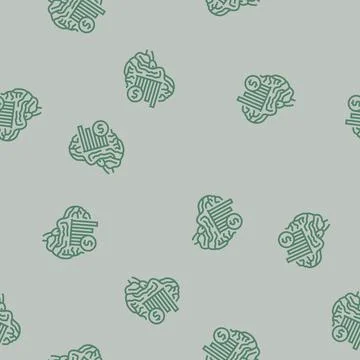 Business brain line seamless pattern Stock Illustration