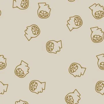 Business brain line vector seamless pattern Illustrazione stock