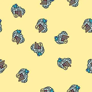 Business brain vector seamless pattern Illustrazione stock