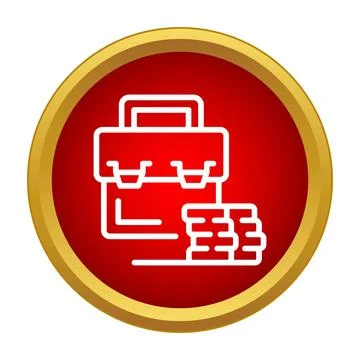 Business briefcase and money stack outline icon Stock Illustration