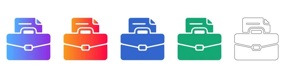 Business briefcase with document file icon set イラスト素材