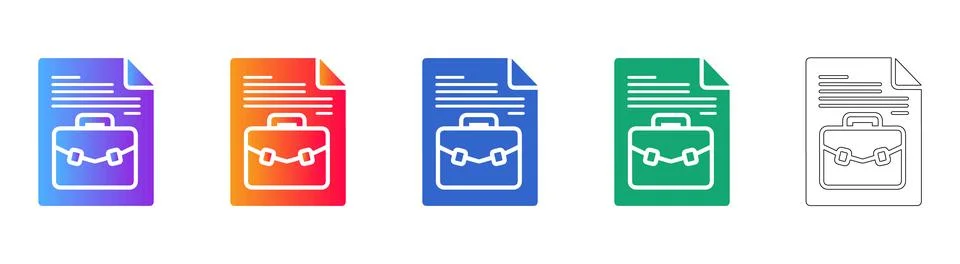 Business Briefcase Document Icon Set Stock Illustration