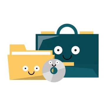 Business briefcase with folder and cd rom vector illustration Stock Illustration