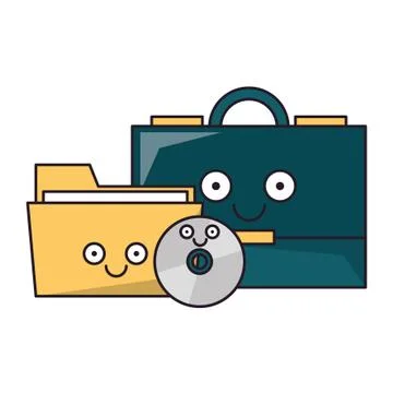 Business briefcase with folder and cd rom vector illustration Stock Illustration