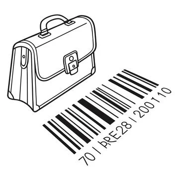 Business Briefcase Icon Created with Barcode Stripe Design Stock Illustration