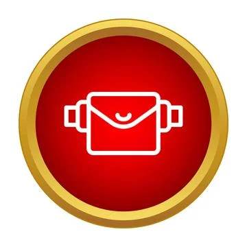 Business briefcase icon flat style red circle Stock Illustration