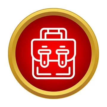 Business briefcase outline icon in red circle Illustrazione stock