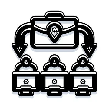Business briefcase sending tasks to remote workers イラスト素材