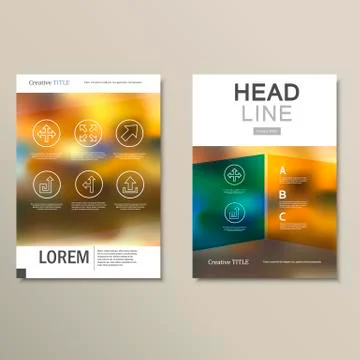 Business brochure design vector template in A4 size, with blur background Stock Illustration
