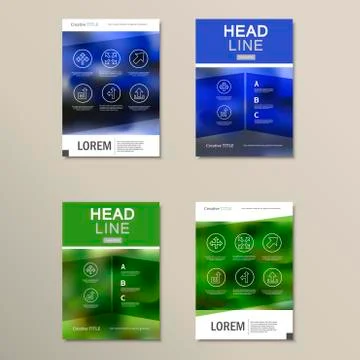 Business brochure design vector template in A4 size, with blur background Stock Illustration