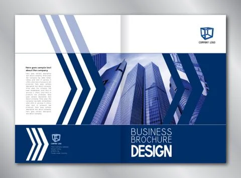 Business brochure template (A4 format) - modern office buildings/ skyscrapers. Ilustración de archivo