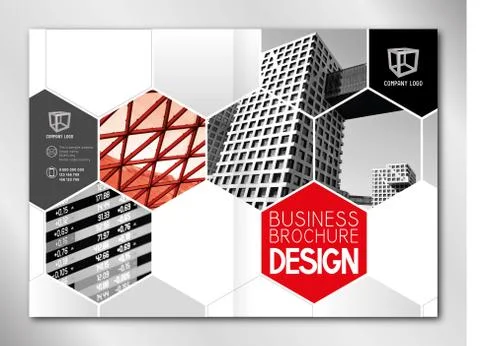 Business brochure template (A4 format) - modern office buildings. Stock Illustration