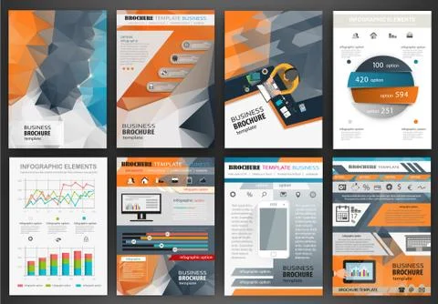 Business brochure template with infographic elements Stock Illustration