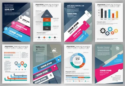Business brochure template with infographic elements Stock Illustration