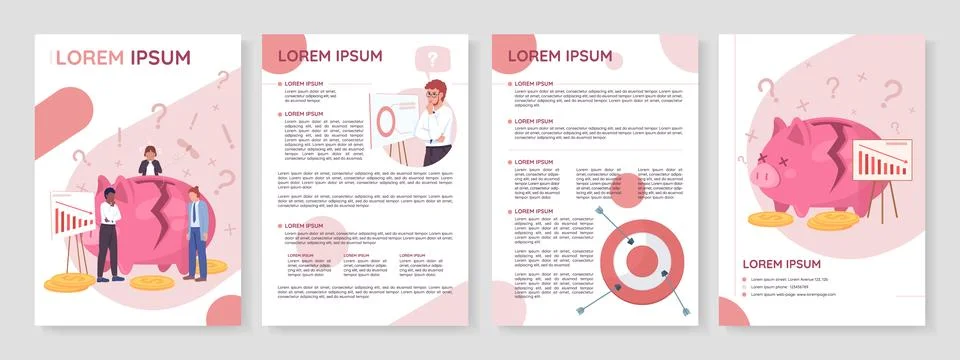 Business budget fail flat vector brochure template Stock Illustration