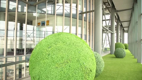 Business building interior greenery, second angle. Video stock 116336769