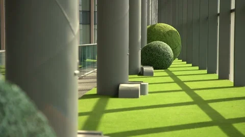 Business building interior greenery, third angle. Video stock 116336559