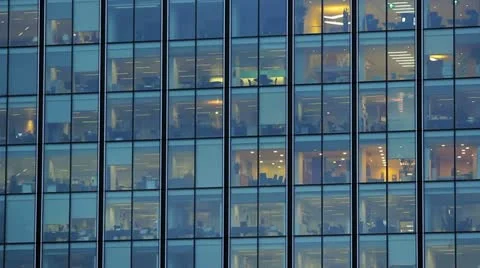 Business building at night Video stock 22200445