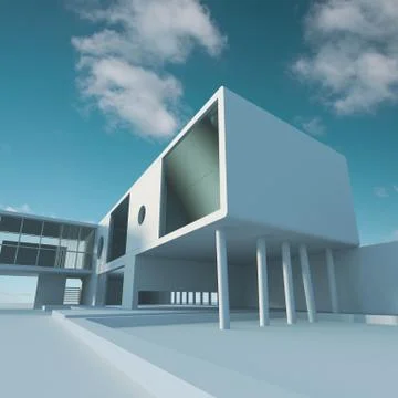 Business building structure 3d rendering Ilustración de archivo