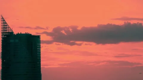 Business building in the sunset Stock Footage 66112255