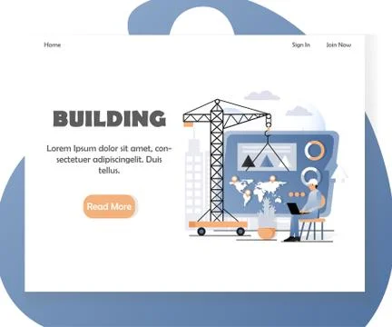 Business building vector website landing page design template 스톡 일러스트
