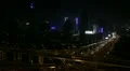Business Buildings Shanghai Skyline Aerial View Modern Interchange Cars Evening HD Footage