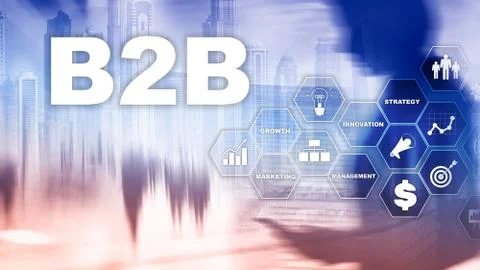 Business to business B2B - Technology future. Business model. Financial Stock Illustration